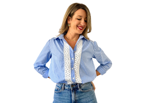 Camisa rayas y crochet