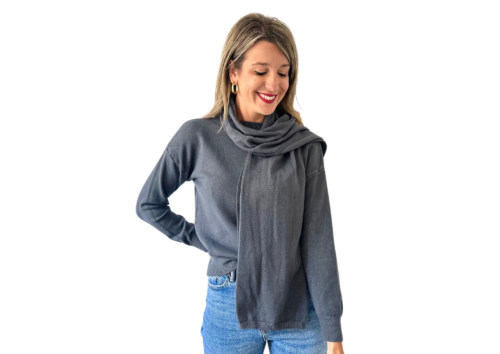 Cardigan bufanda gris