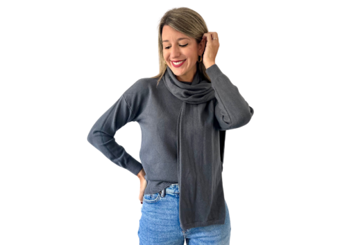 Cardigan bufanda gris
