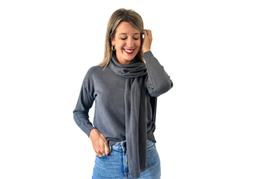 Cardigan bufanda gris