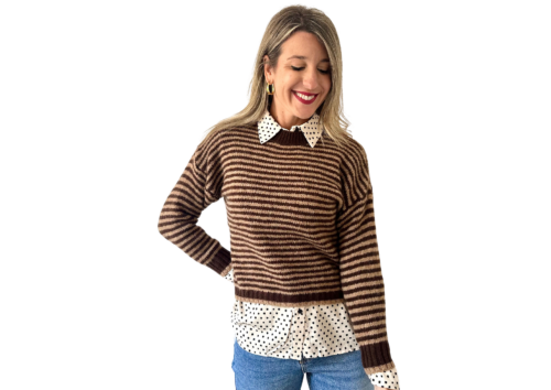 Cardigan rayas marrón