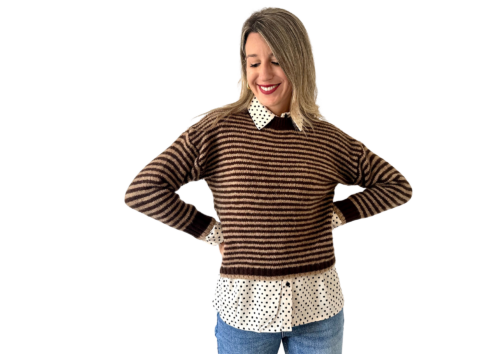 Cardigan rayas marrón
