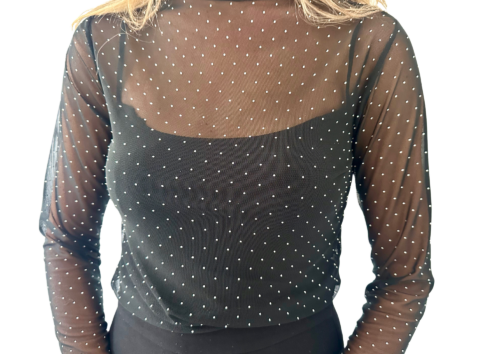 Top transparente negro con brillos
