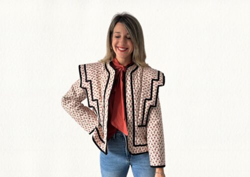 Chaqueta acolchada teja