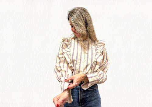 Blusa domino abotonada malva