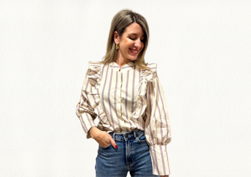 Blusa domino abotonada malva