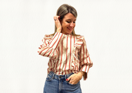 Blusa domino abotonada teja