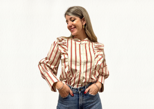Blusa domino abotonada teja