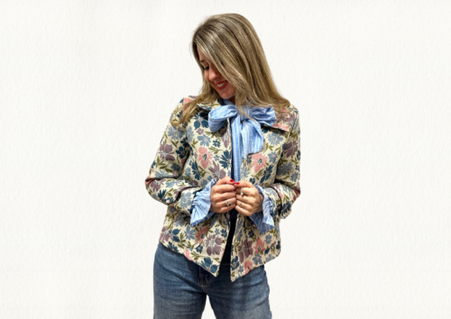 Chaqueta estampada floral azul