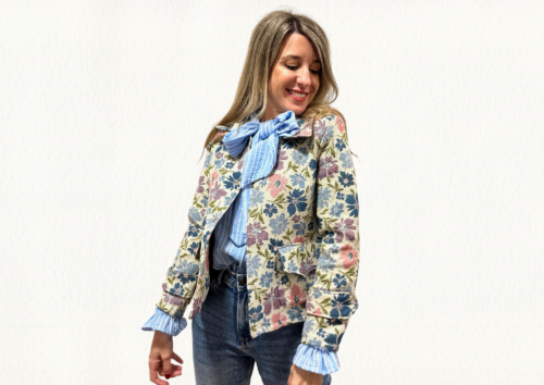 Chaqueta estampada floral azul