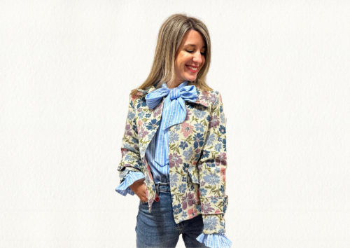 Chaqueta estampada floral azul
