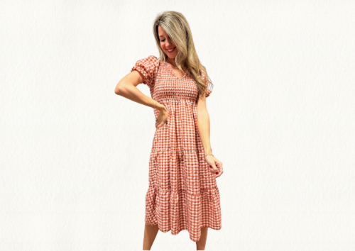 Vestido teja vichy