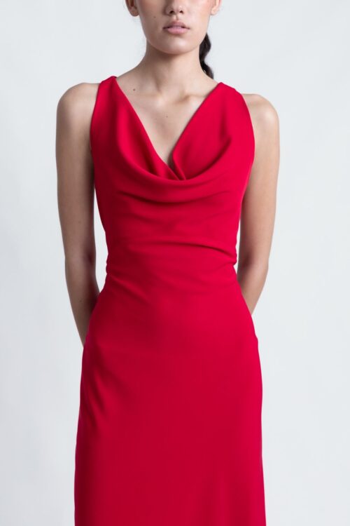 Vestido rojo aplique espalda