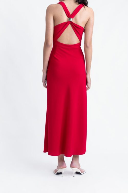 Vestido rojo aplique espalda