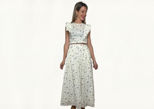 Conjunto beige floral