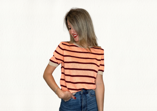 Top punto rayas coral