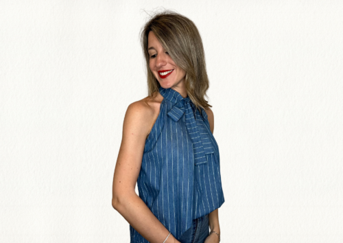 Top denim lazo