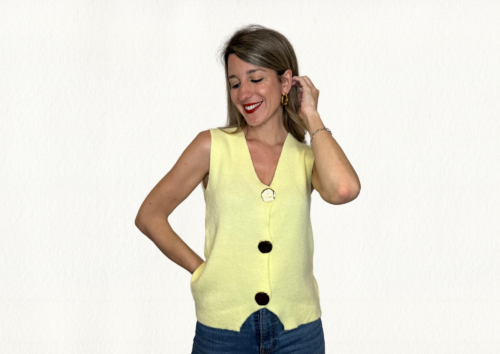 Chaleco de punto amarillo