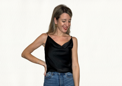 Top raso negro