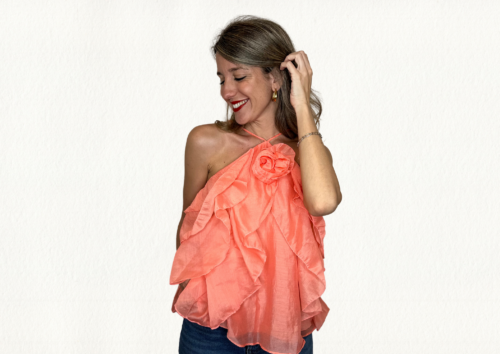 Top volantes coral