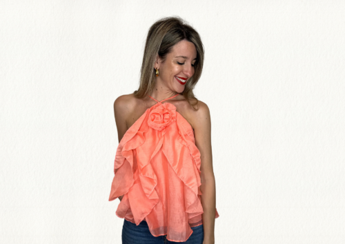 Top volantes coral