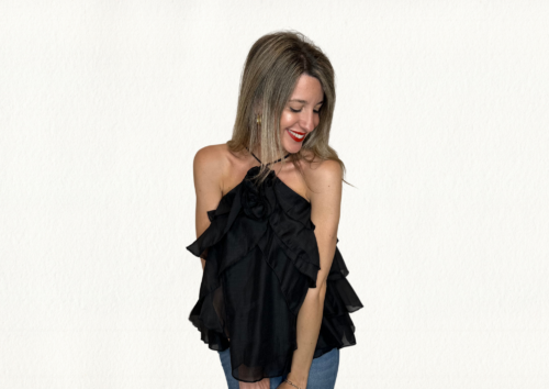 Top volantes negro