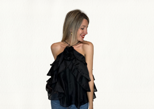 Top volantes negro