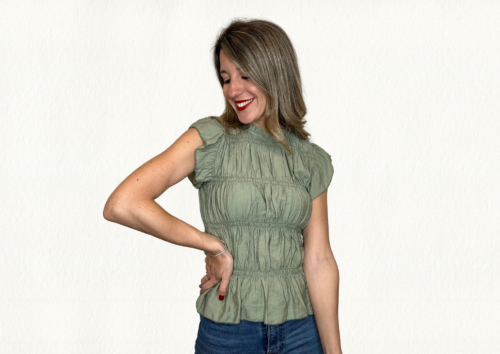 Blusa drapeada kaki