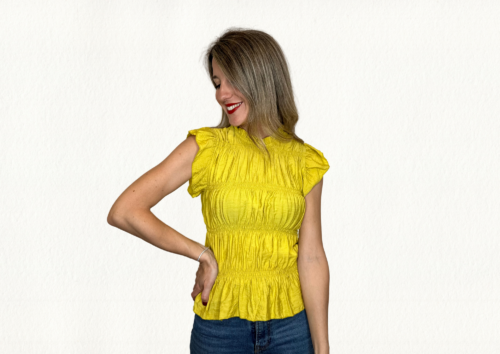 Blusa drapeada mostaza
