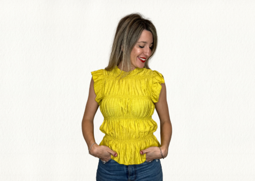 Blusa drapeada mostaza