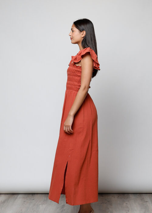 Vestido nido de abeja teja