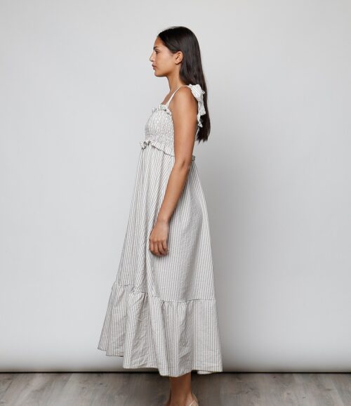 Vestido rayitas beige