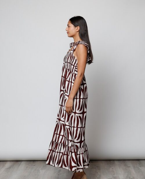 Vestido estampado teja