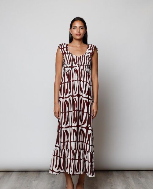 Vestido estampado teja