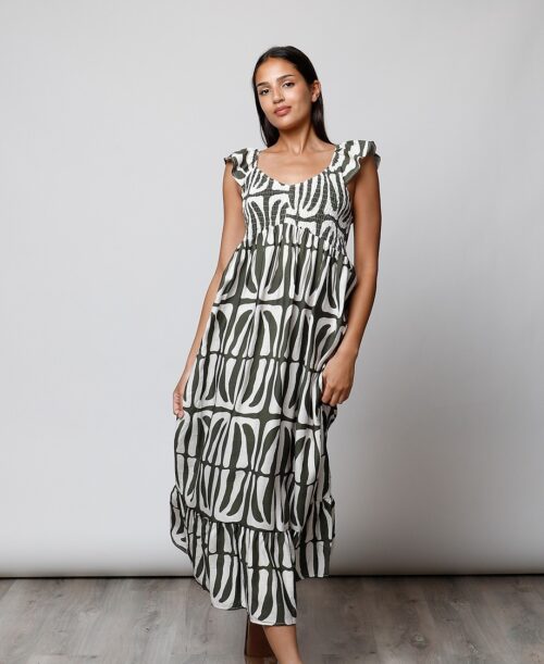 Vestido estampado kaki