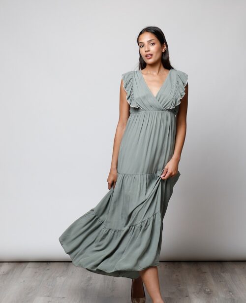 Vestido fluido kaki