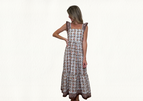 Vestido estampado volantes blanco