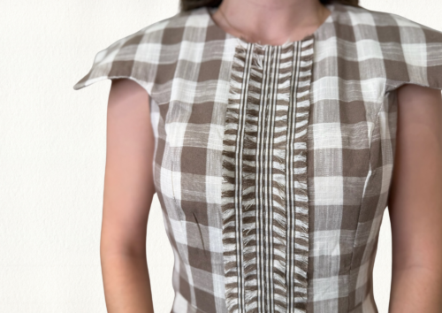 Vestido vichy beige