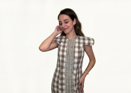 Vestido vichy beige