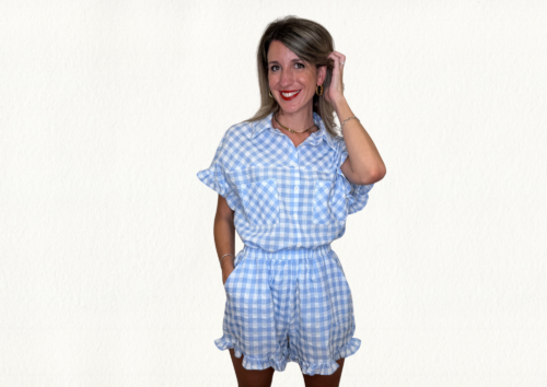 Conjunto vichy azul y blanco