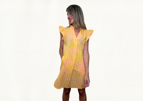 Vestido corto vichy mandarina