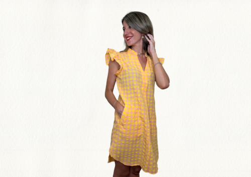 Vestido corto vichy mandarina