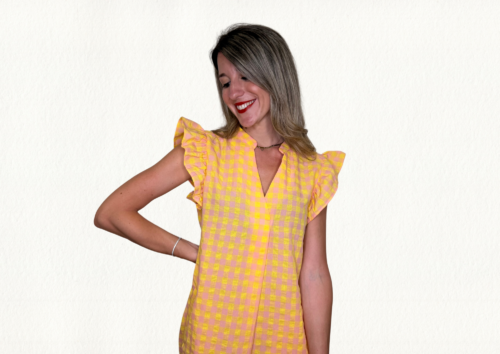 Vestido corto vichy mandarina