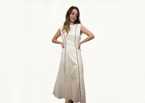 Vestido beige detalle bies