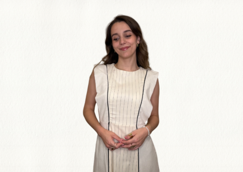 Vestido beige detalle bies