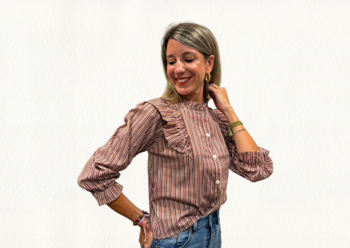 Blusa rayas burdeos y naranja