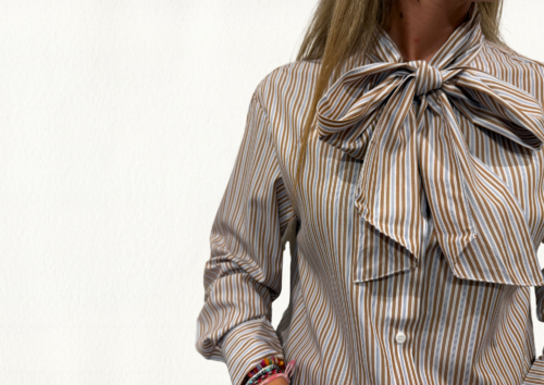 Blusa rayas azul y marrón