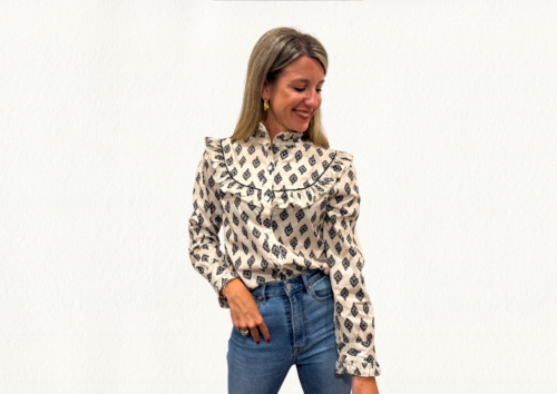 Blusa print étnico mini-volantes