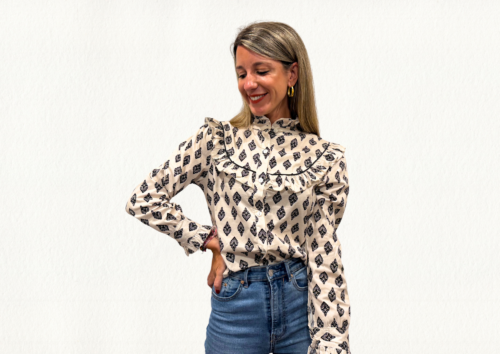 Blusa print étnico mini-volantes