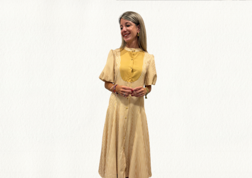 Vestido rayas mostaza